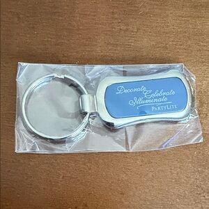 PartyLite Blue Metal Keyring - Celebrate Design